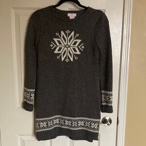 Gray Snowflake Sweater Dress, Size 12